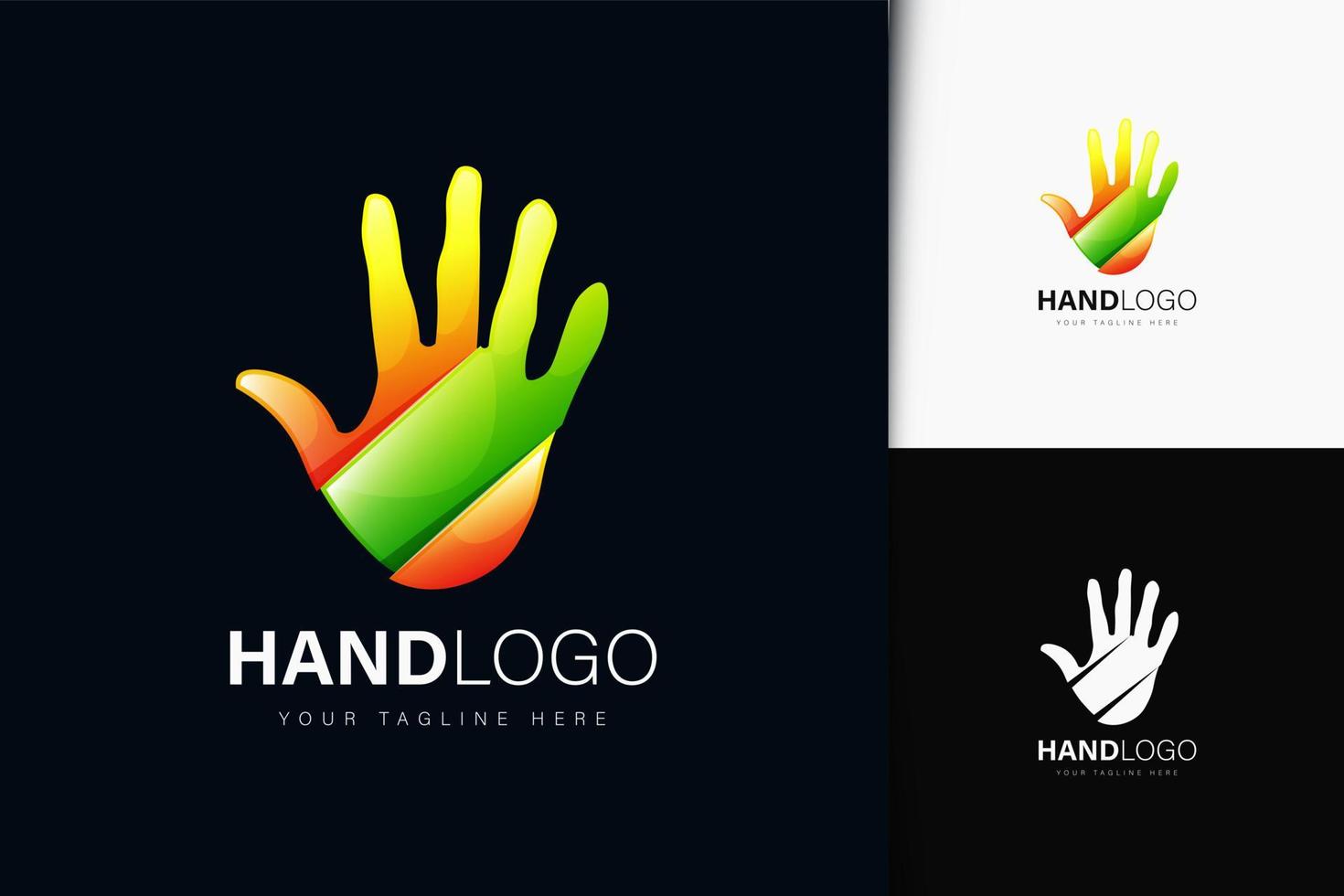 diseño de logotipo de mano con degradado vector