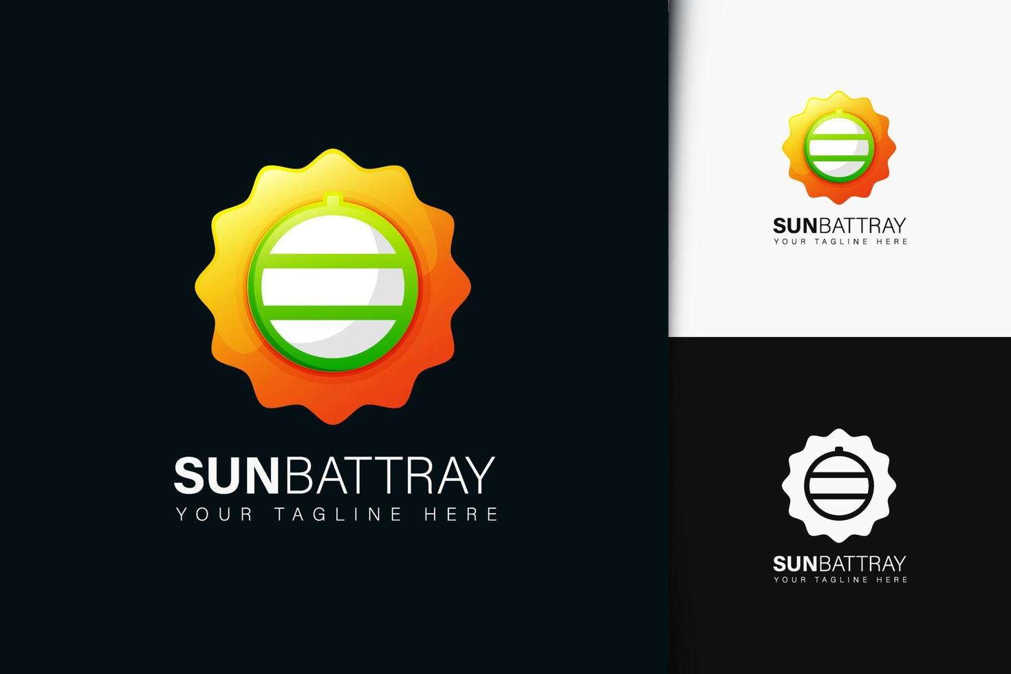 diseño de logotipo sun battray con degradado vector