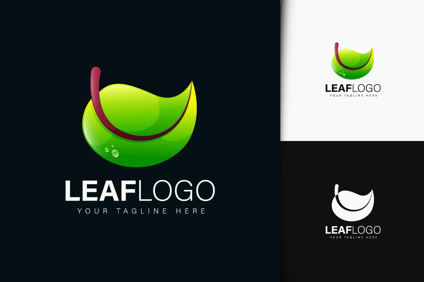 Leaf logo design with gradient vector