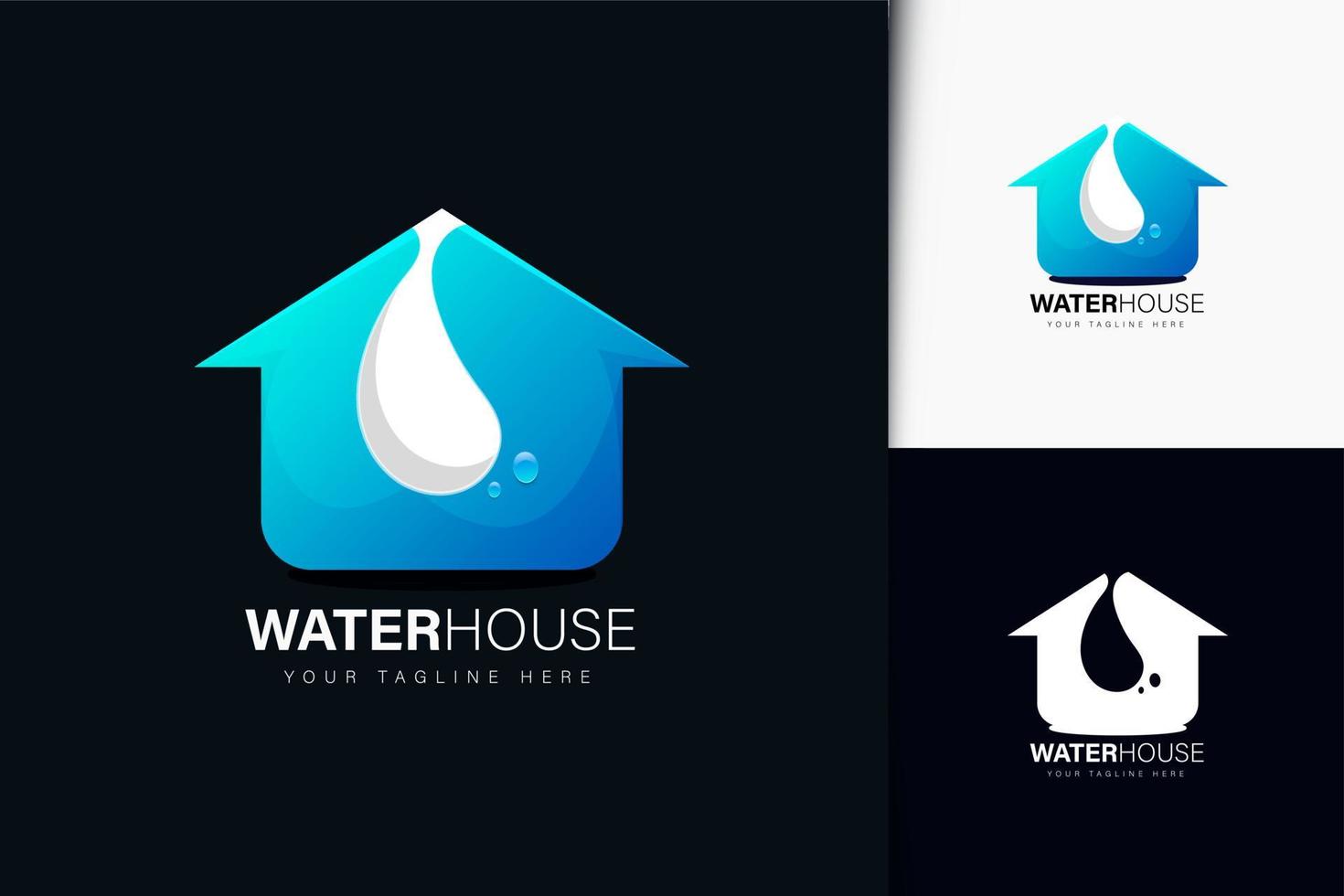 diseño de logotipo de casa de agua con degradado vector