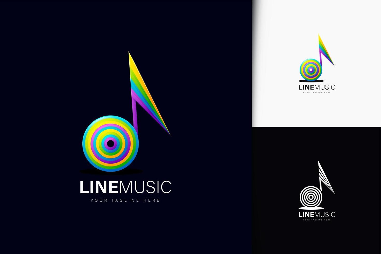 Line music logo design with gradient vector