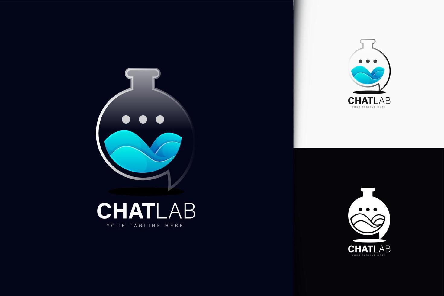 diseño de logotipo de laboratorio de chat con degradado vector