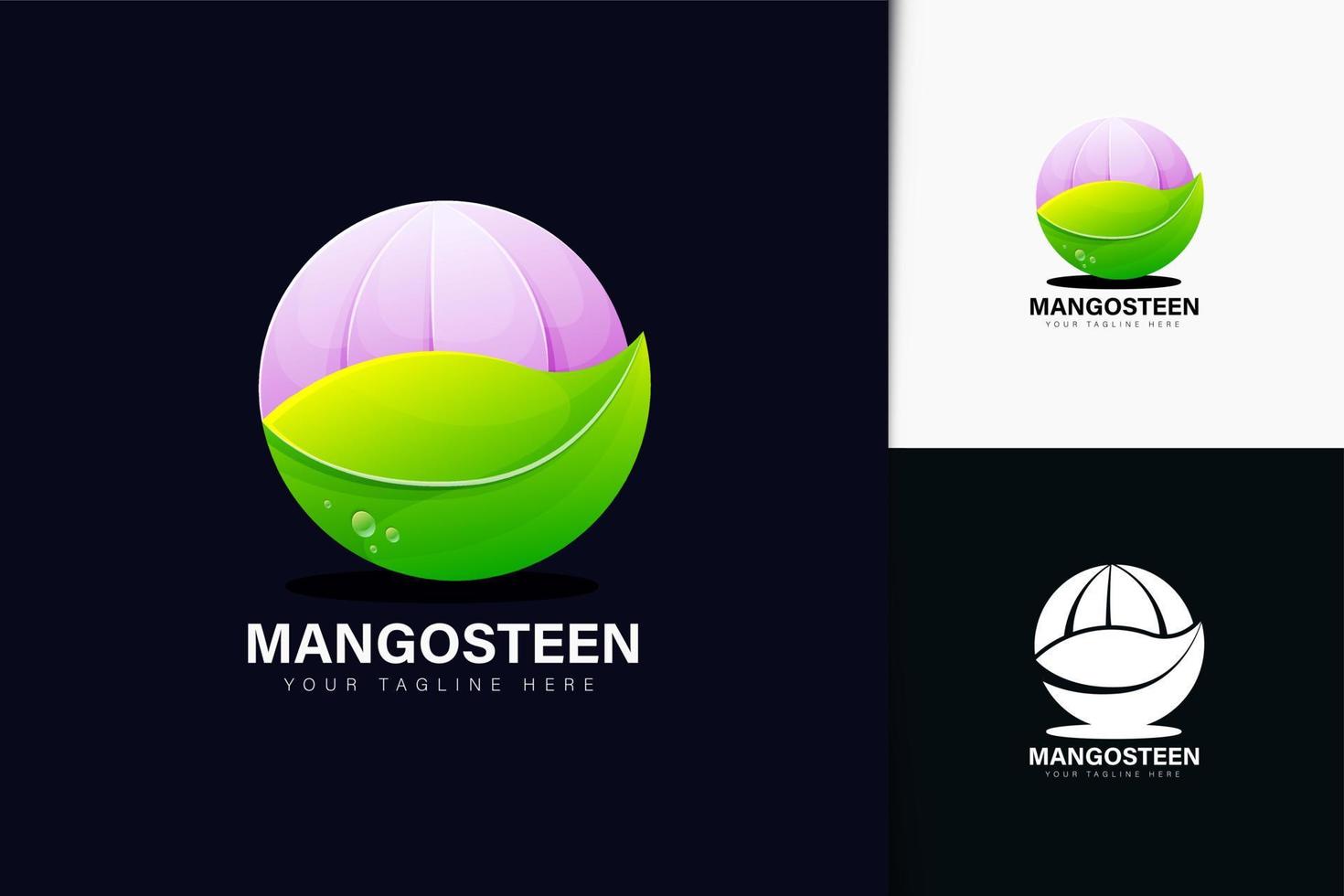 diseño de logotipo de hoja y mangostán vector