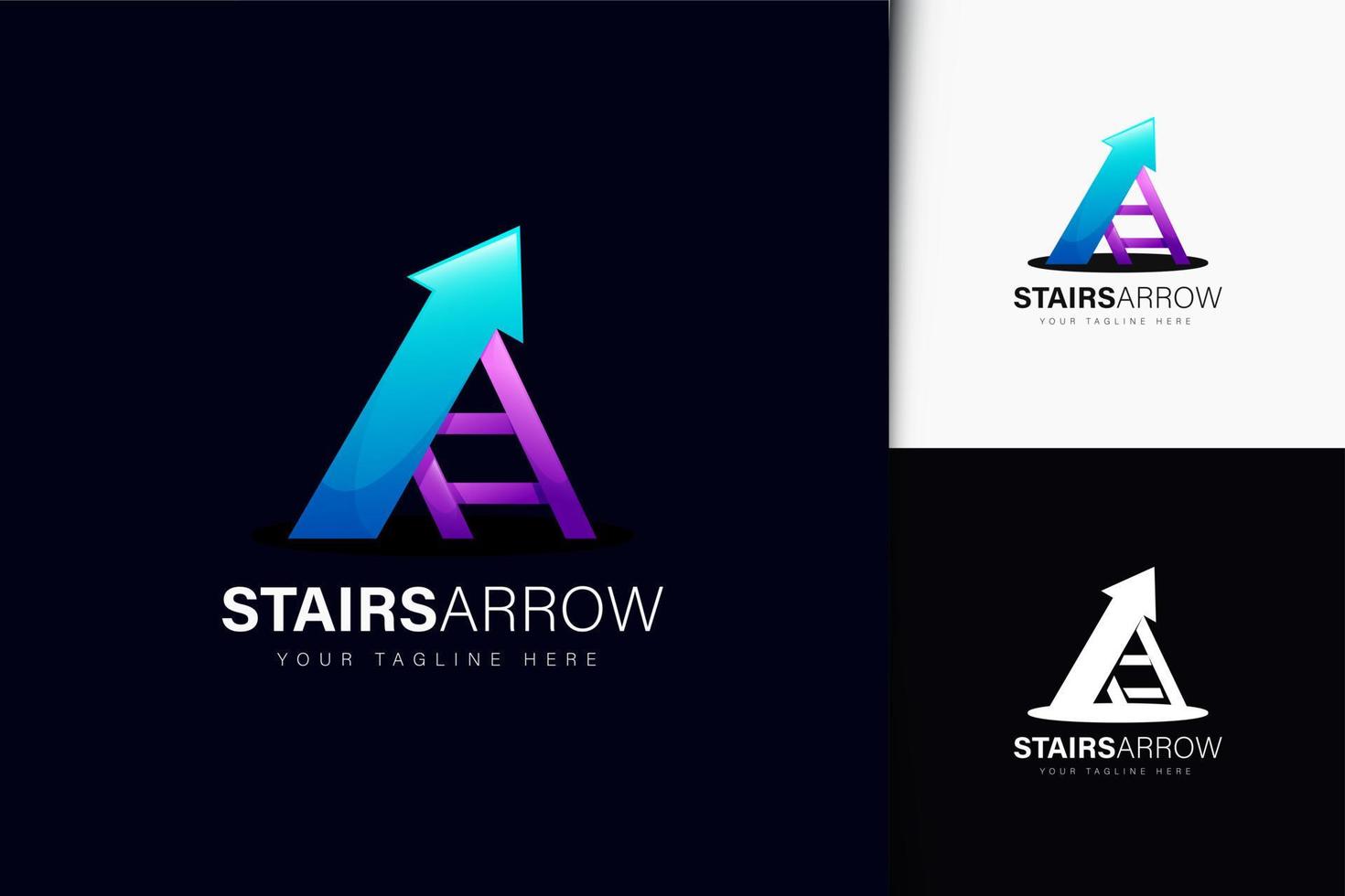 Stairs arrow logo design with gradient vector