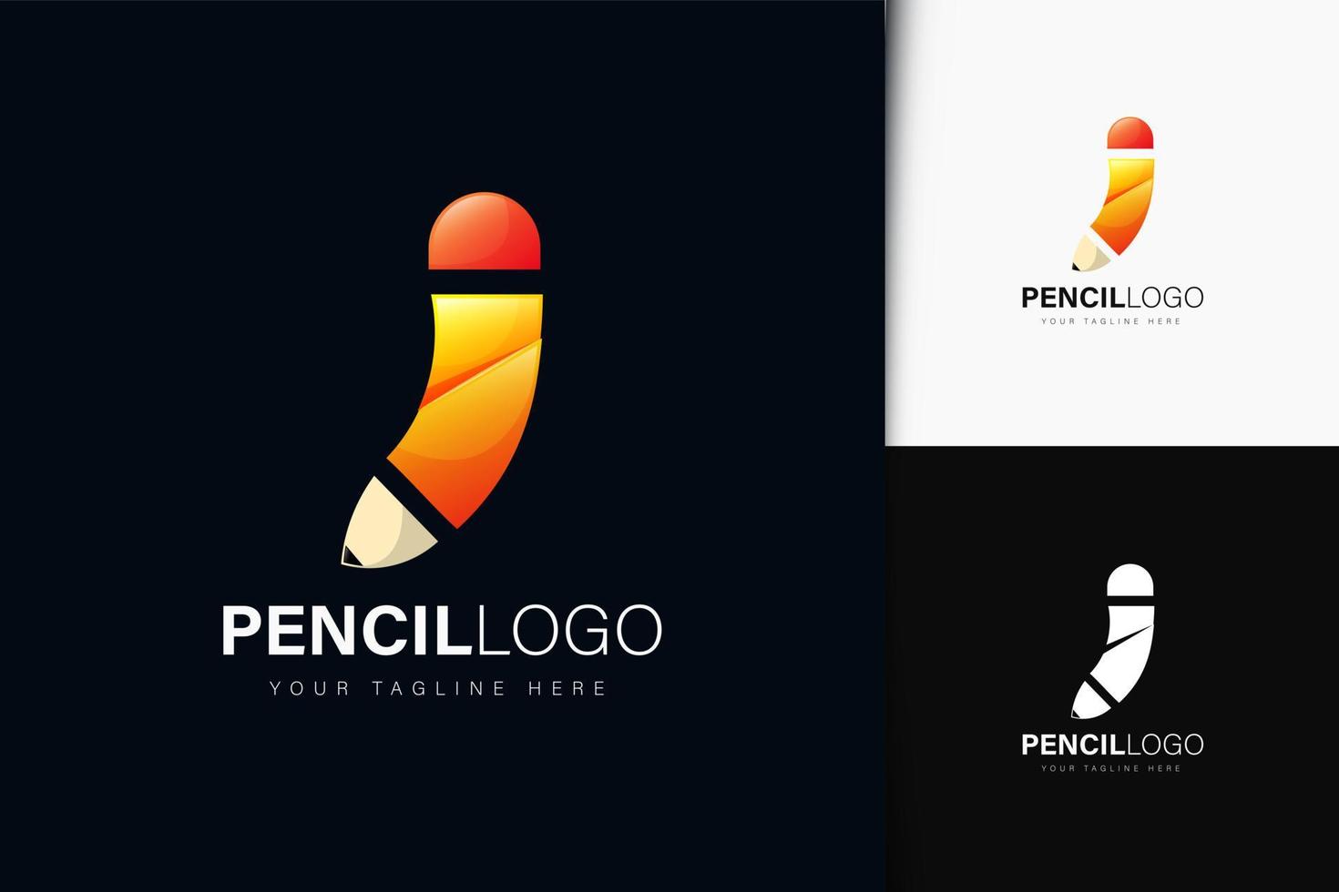 Pencil logo design with gradient vector