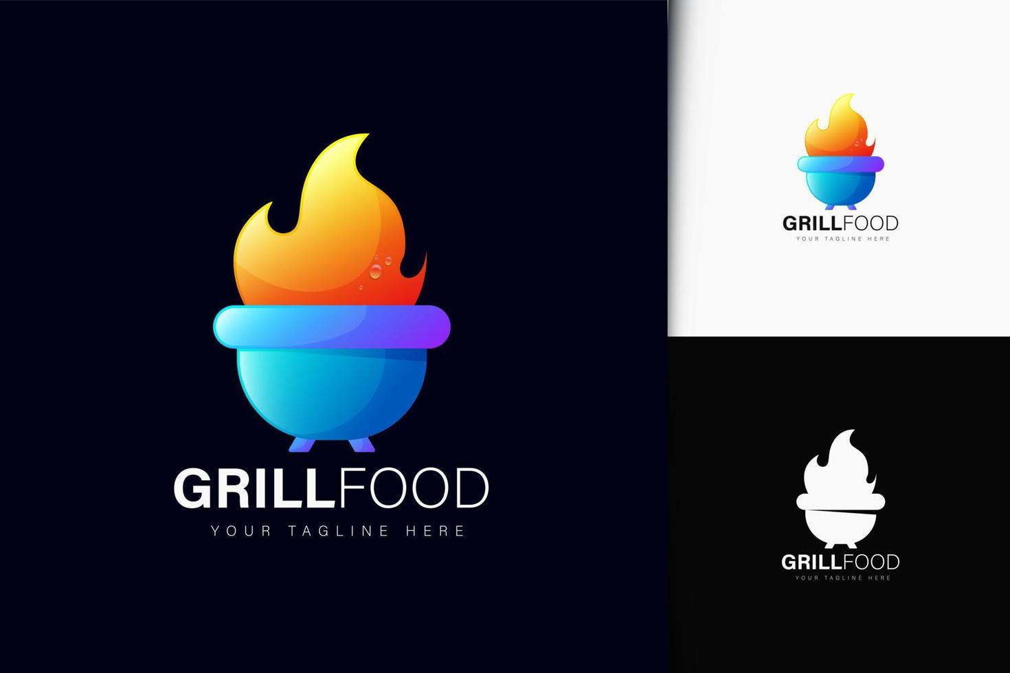 diseño de logotipo de comida a la parrilla con degradado vector