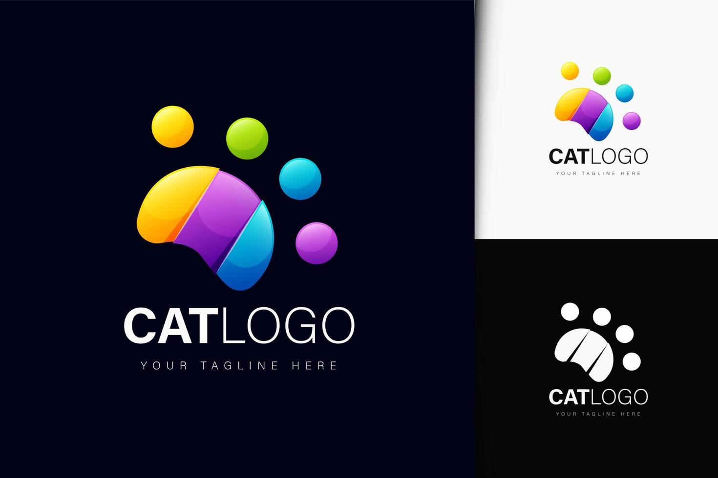diseño de logotipo de pata de gato con degradado vector