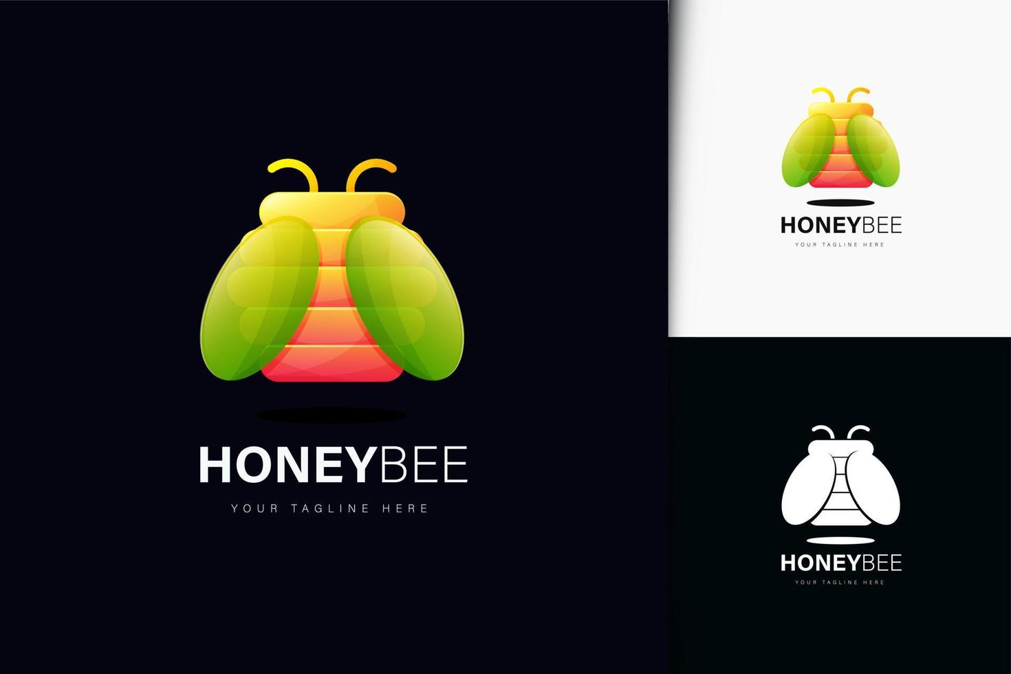 Honey bee logo design with gradient vector