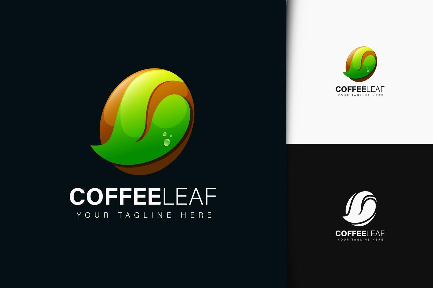 Coffee leaf logo design with gradient vector