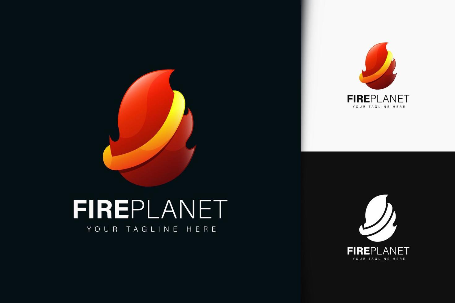 Fire planet logo design with gradient vector