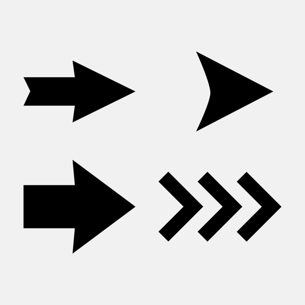 Vector set of black arrow icon illustrations.