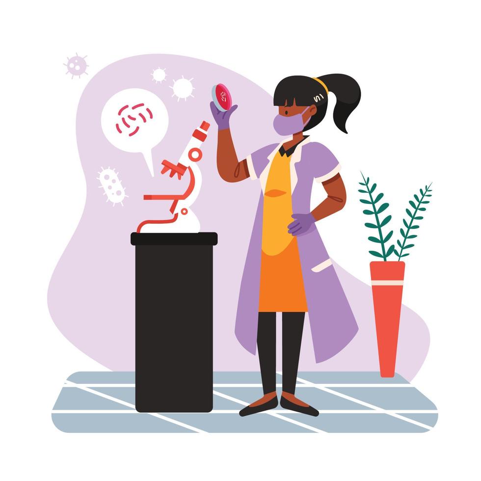 A Woman Scientist Observed a Microbe vector