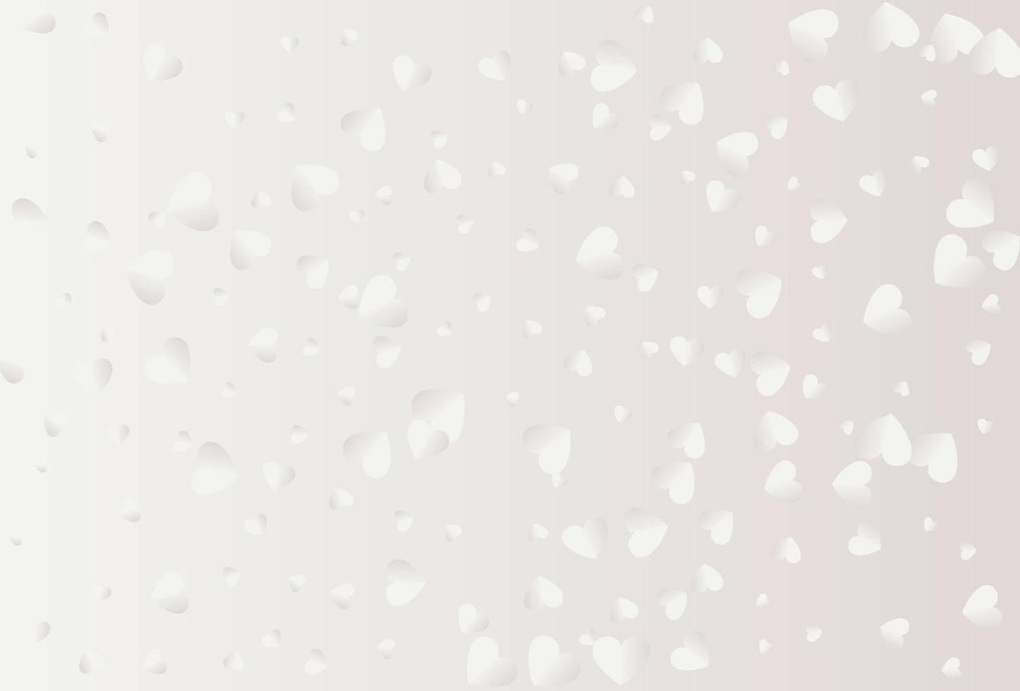 White flying hearts isolated on white background. vector