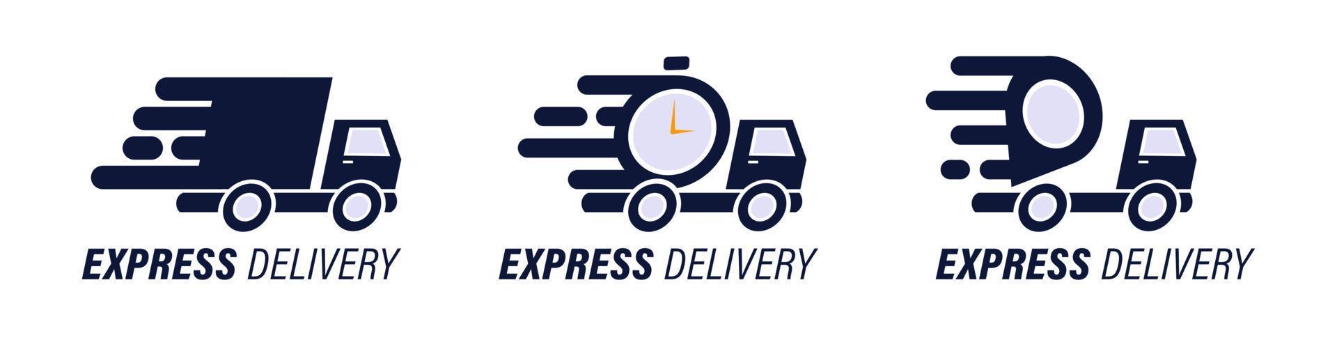 Truck with stop watch express delivery icon for service, order, fast, free and worldwide shipping. vector