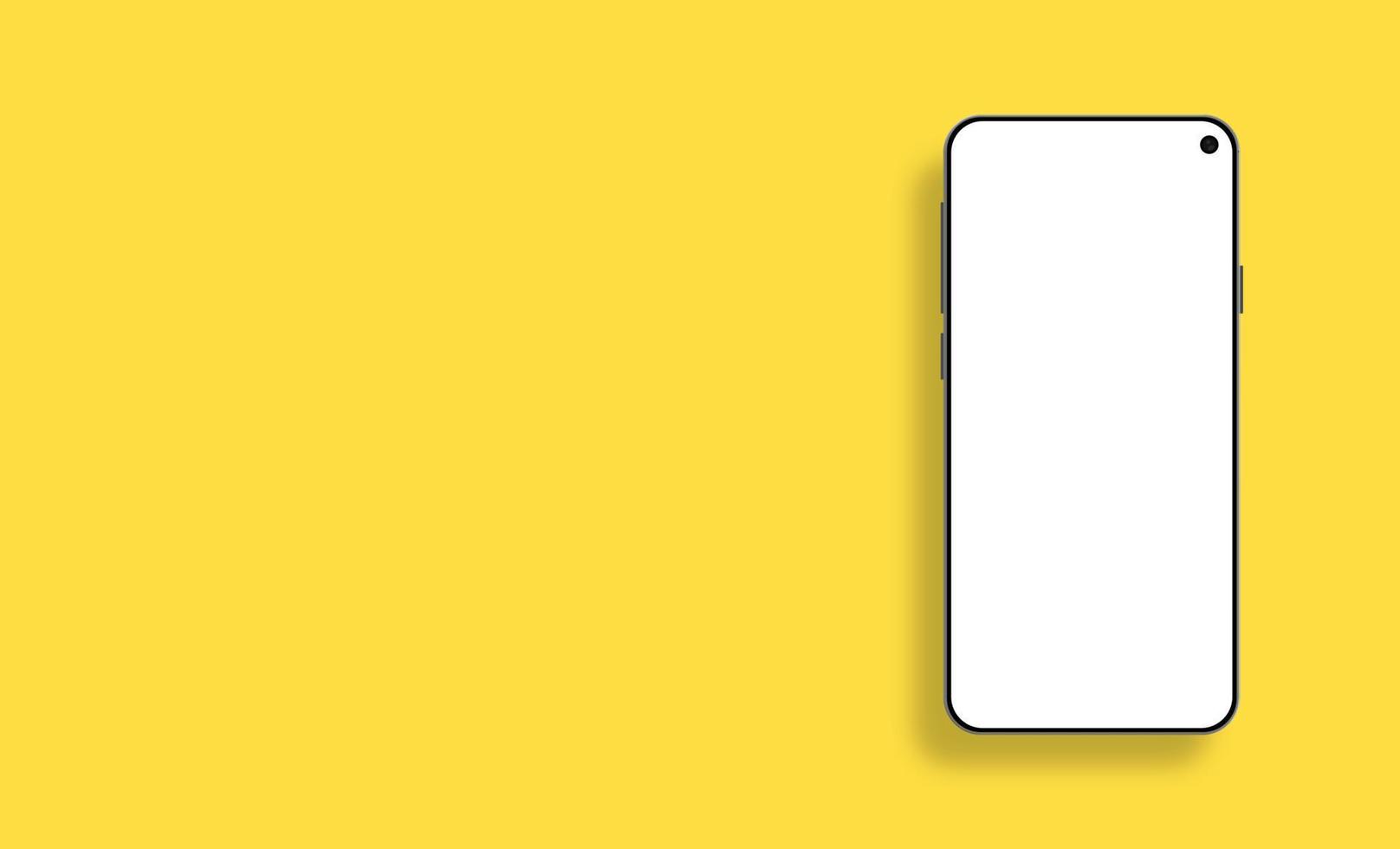 maqueta de smartphone realista aislado sobre fondo amarillo. vector concepto de dispositivo móvil para presentación, gráficos de información, visualización de aplicaciones, formato de vector eps de vista en perspectiva.