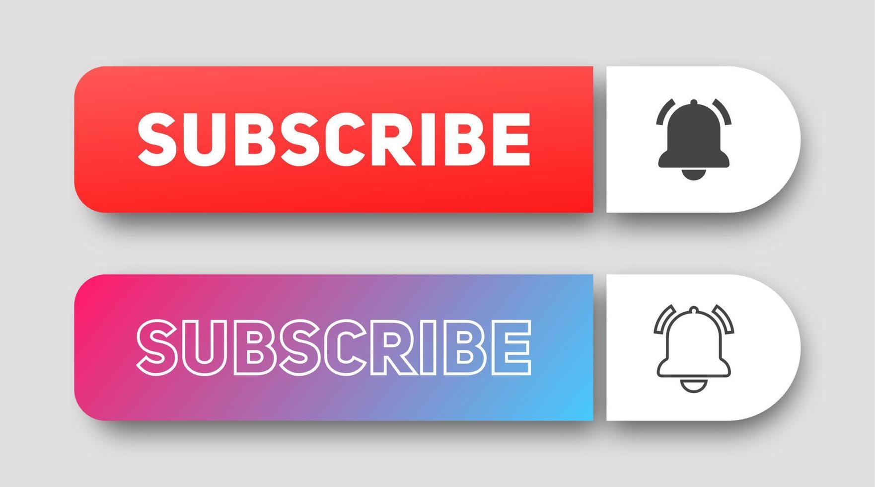 Subscribe button for social media. Subscribe to video channel, blog and newsletter. Turn on notification on social media button. vector