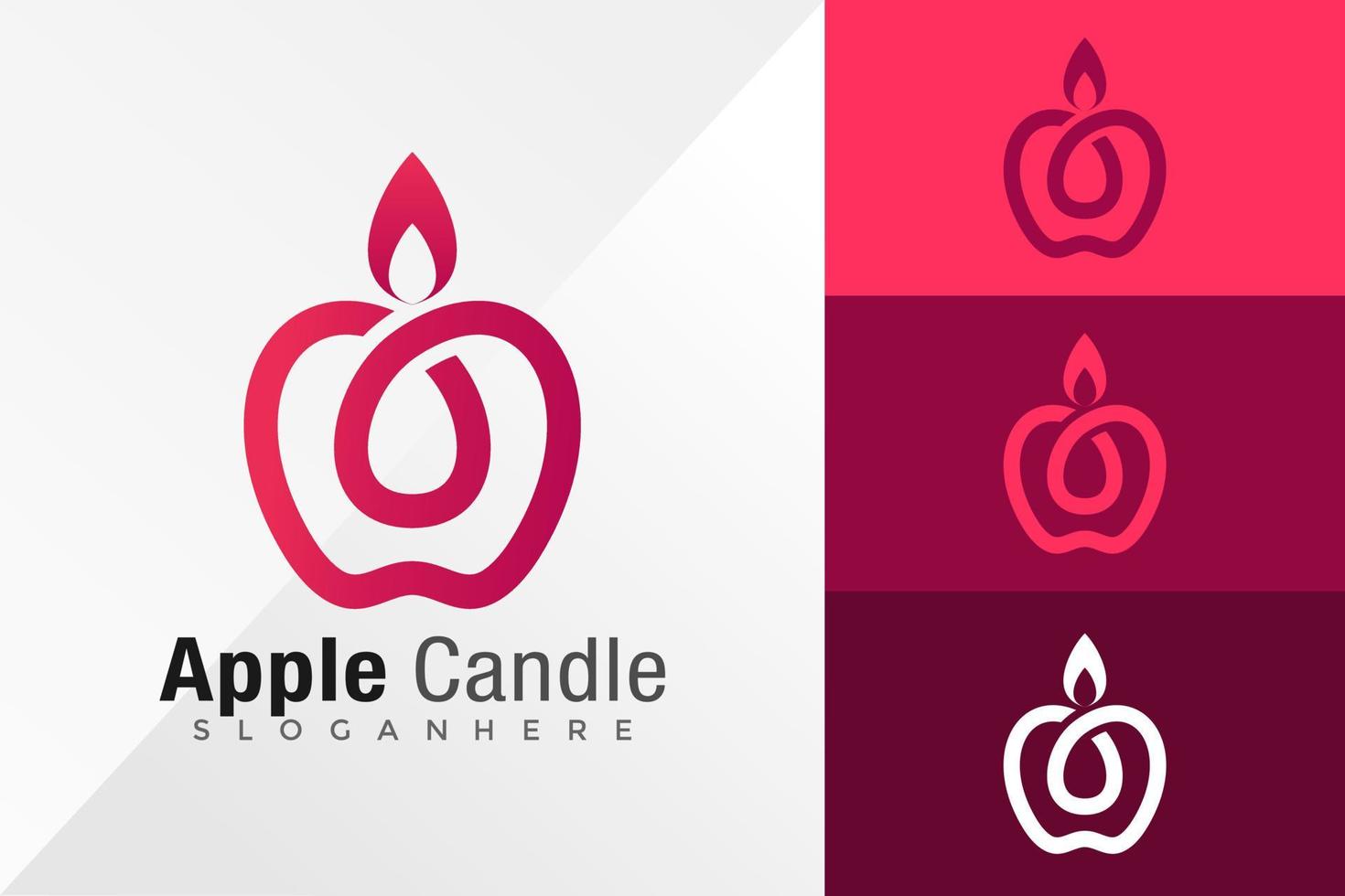 Apple Candle Logo Design Vector illustration template