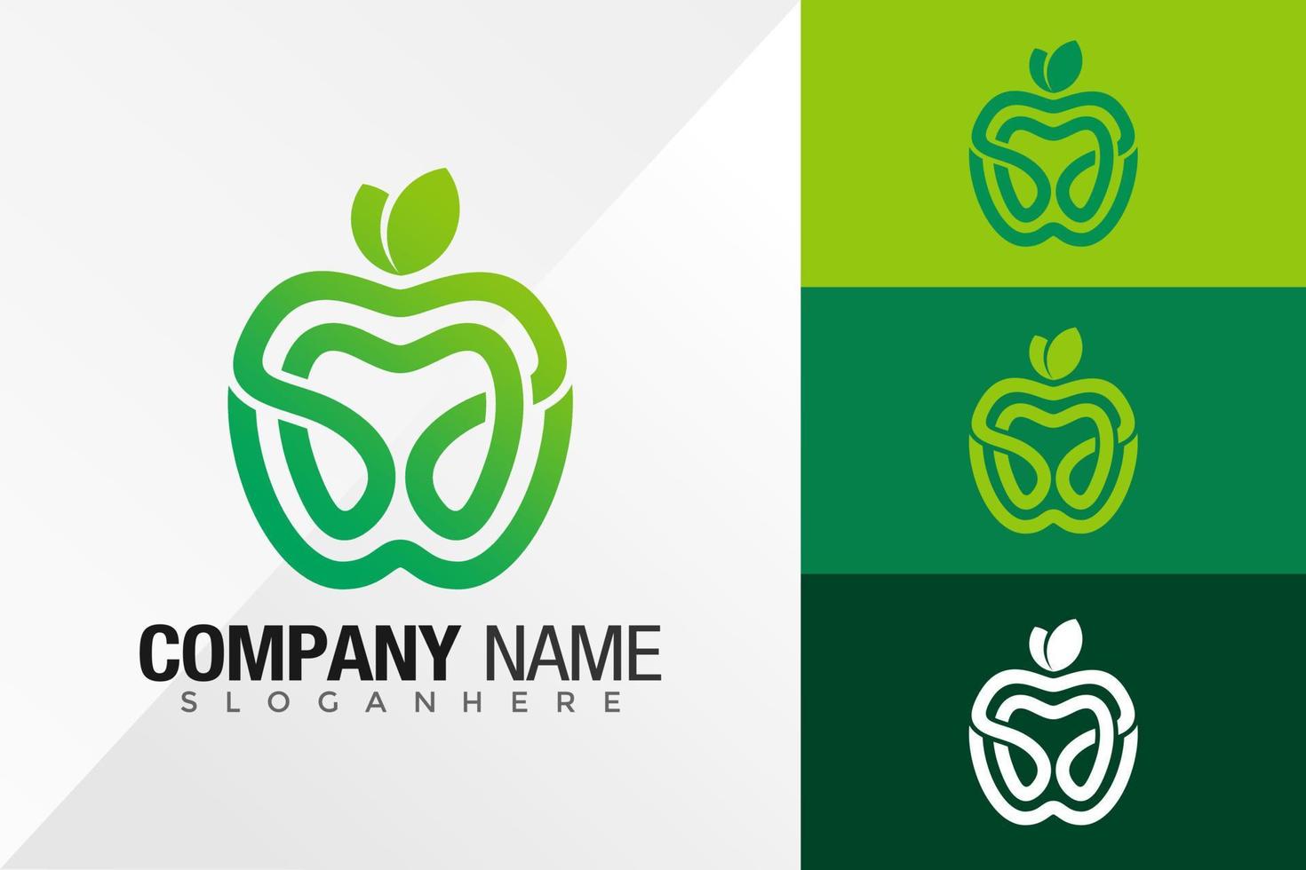 Plantilla de ilustración de vector de diseño de logotipo de diente de manzana vdental