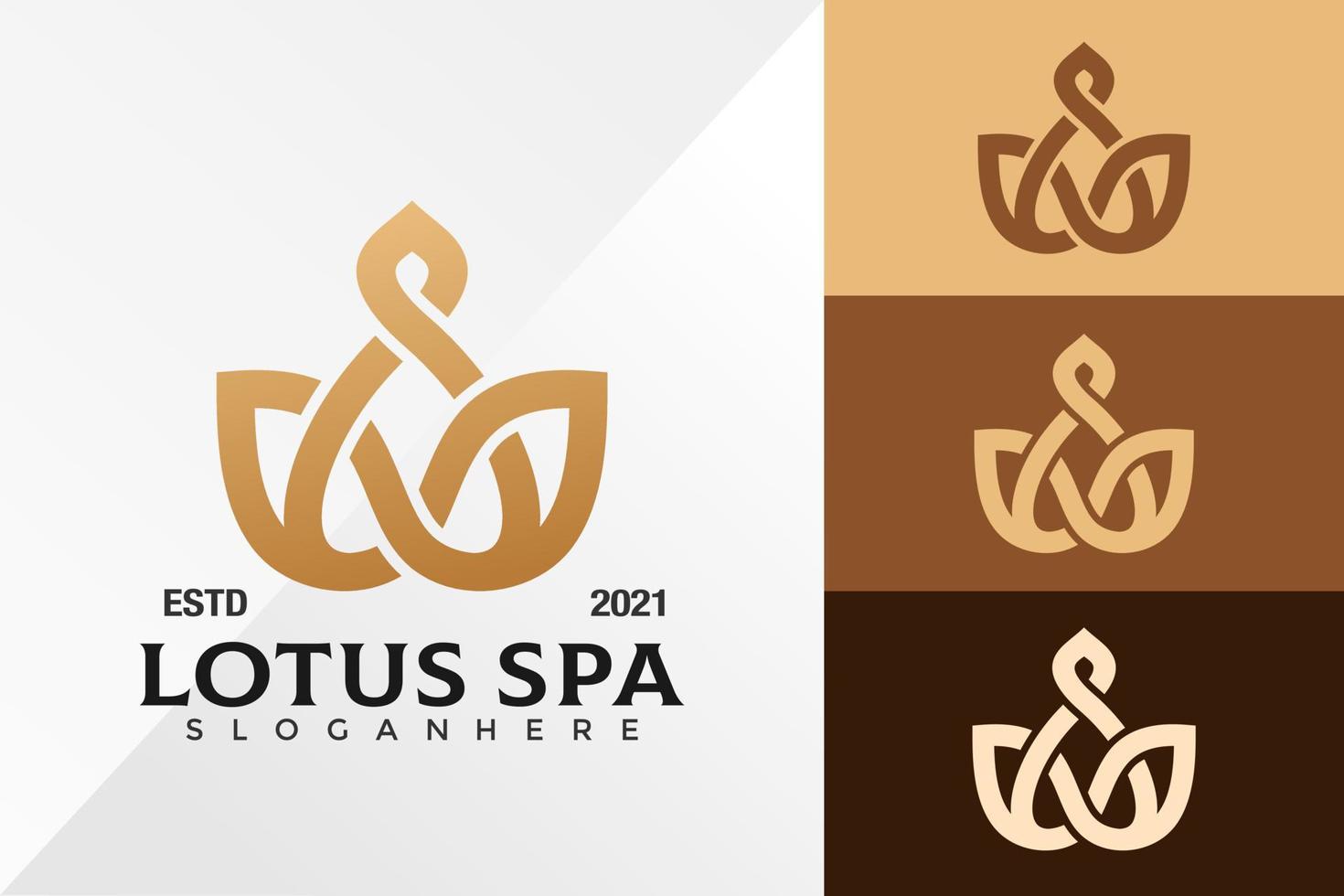 Golden Lotus Spa Logo Design Vector Template