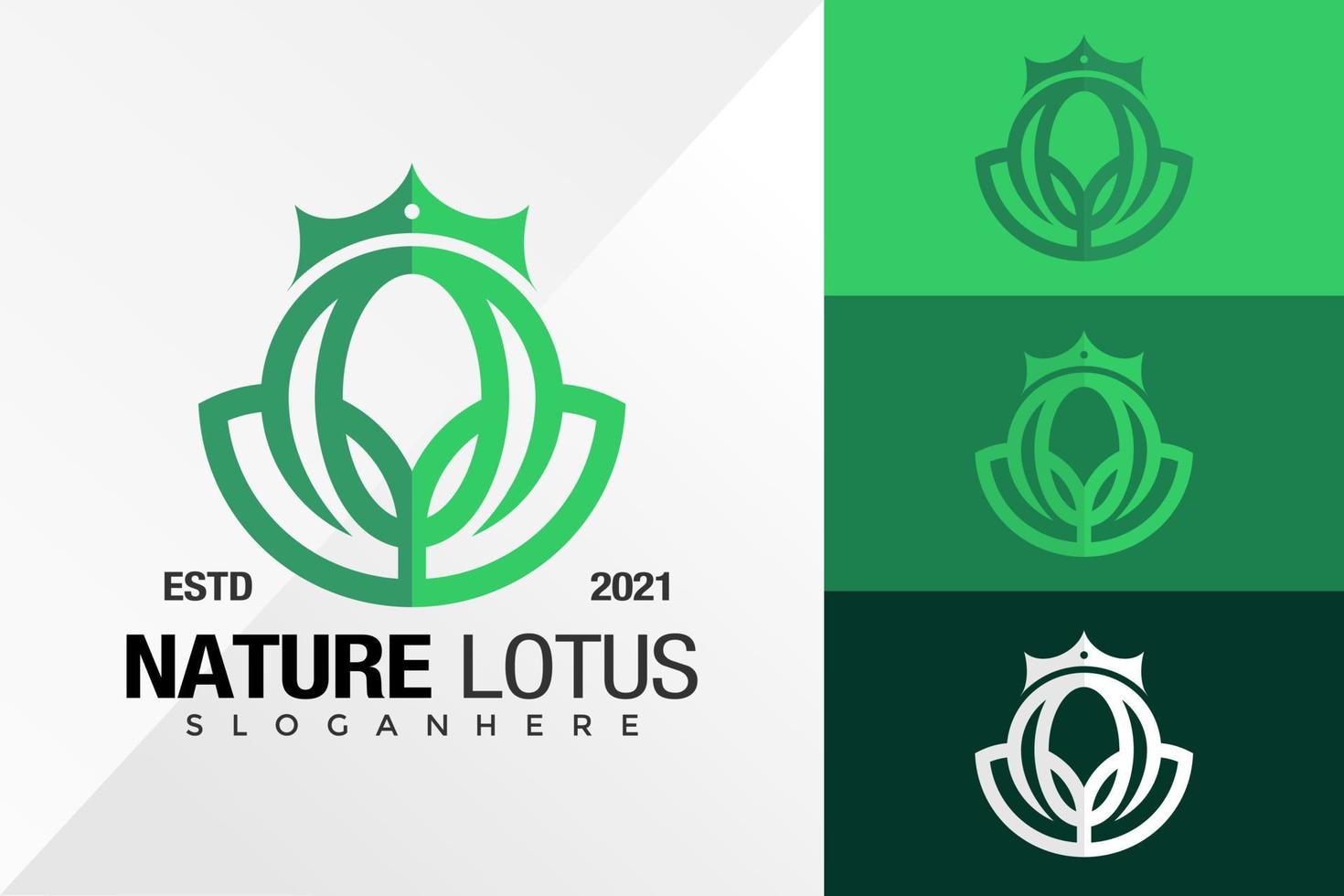 plantilla de vector de diseño de logotipo de loto de la reina de la naturaleza