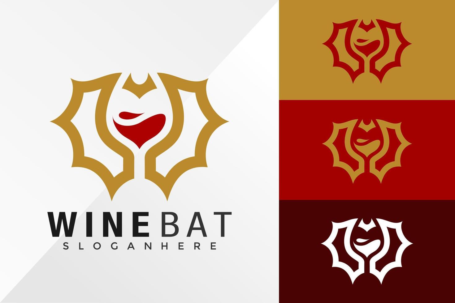 Wine Bat Bar Logo Design Vector Template