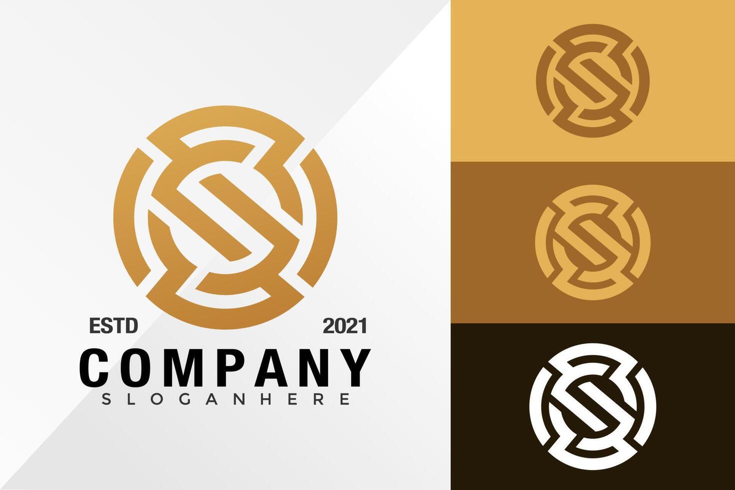 Golden Letter S Geometric Logo Design Vector Template