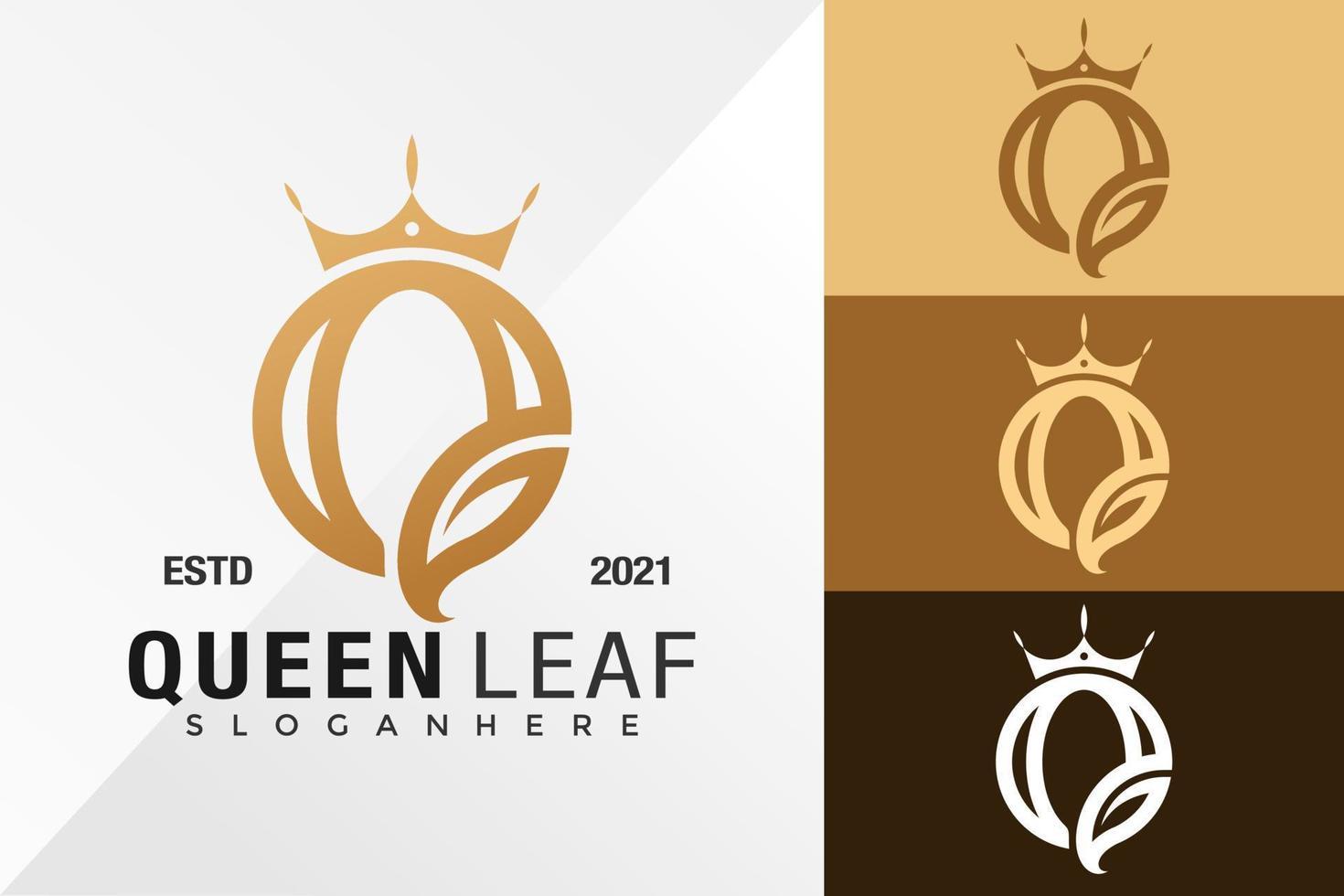 Letra q plantilla de vector de diseño de logotipo de hoja de reina