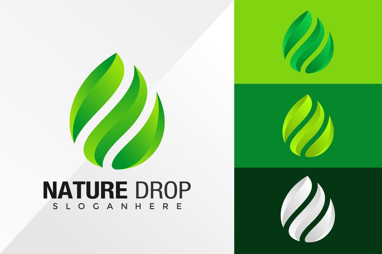 Nature Drop Logo Design Vector Template