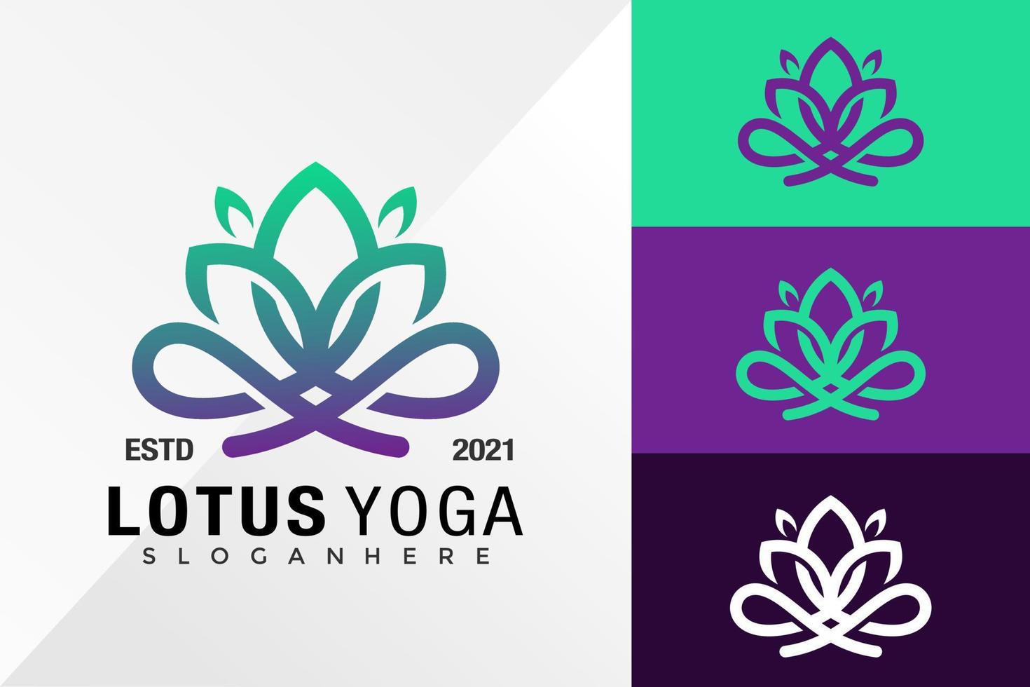 plantilla de vector de diseño de logotipo de lotus yoga