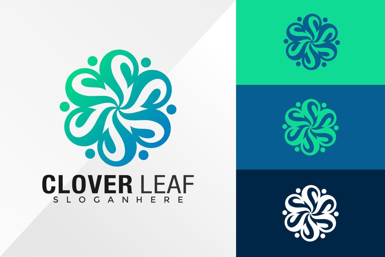 Plantilla de ilustración de vector de diseño de logotipo de hoja de trébol