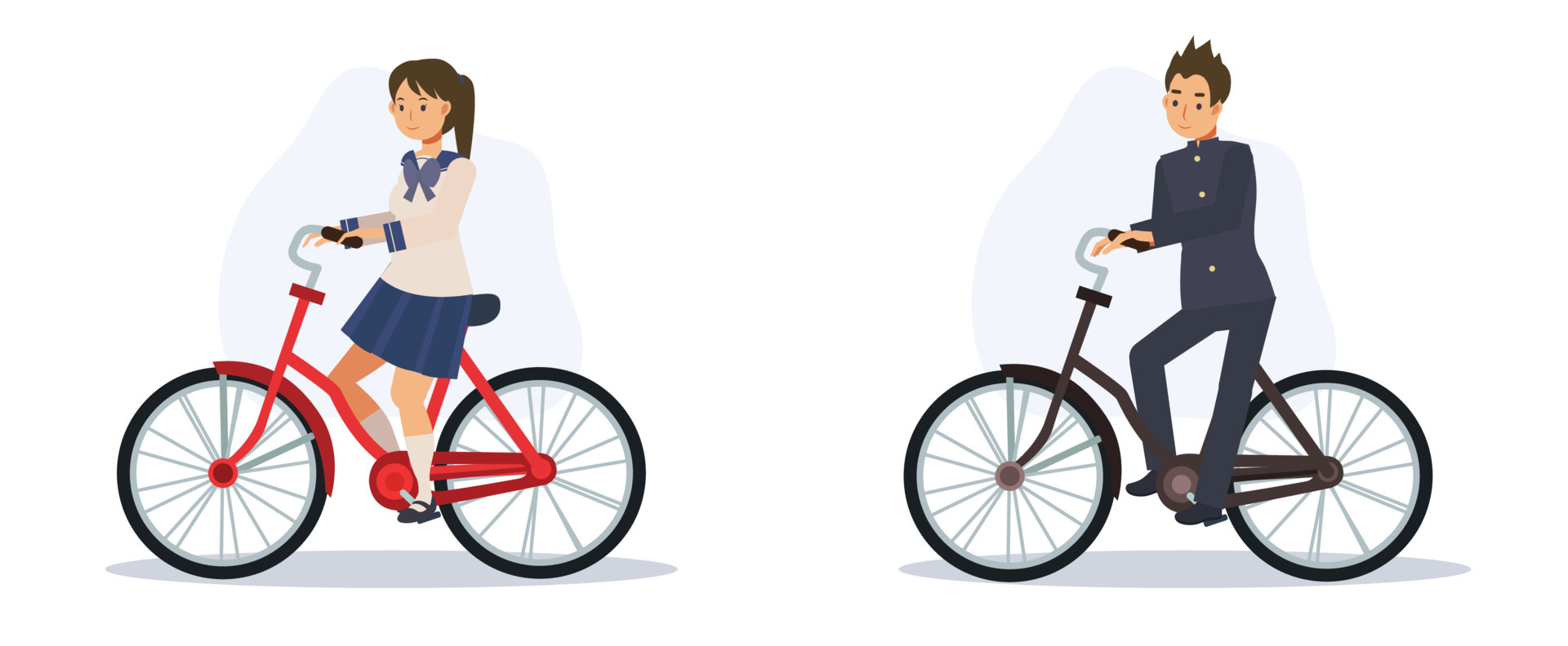 transport concept.everyday life in Japan,Japanese Student bike to school Flat vector cartoon character illustration. 4584852 Vector Art at Vecteezy