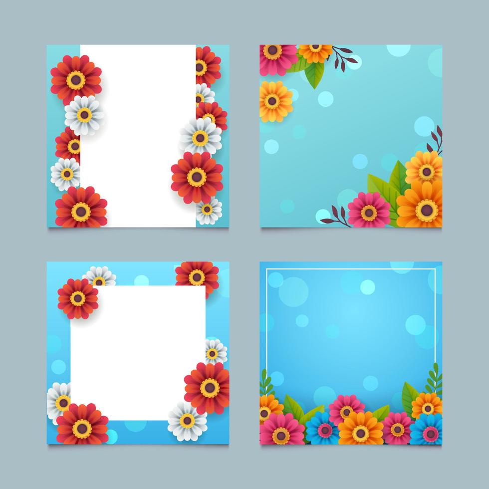 Set of Spring Flower Social Media vector
