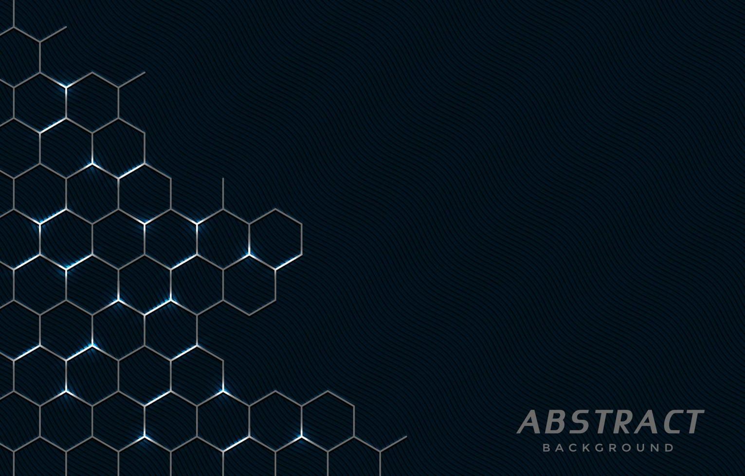 black abstract hexagonal mesh connection background vector