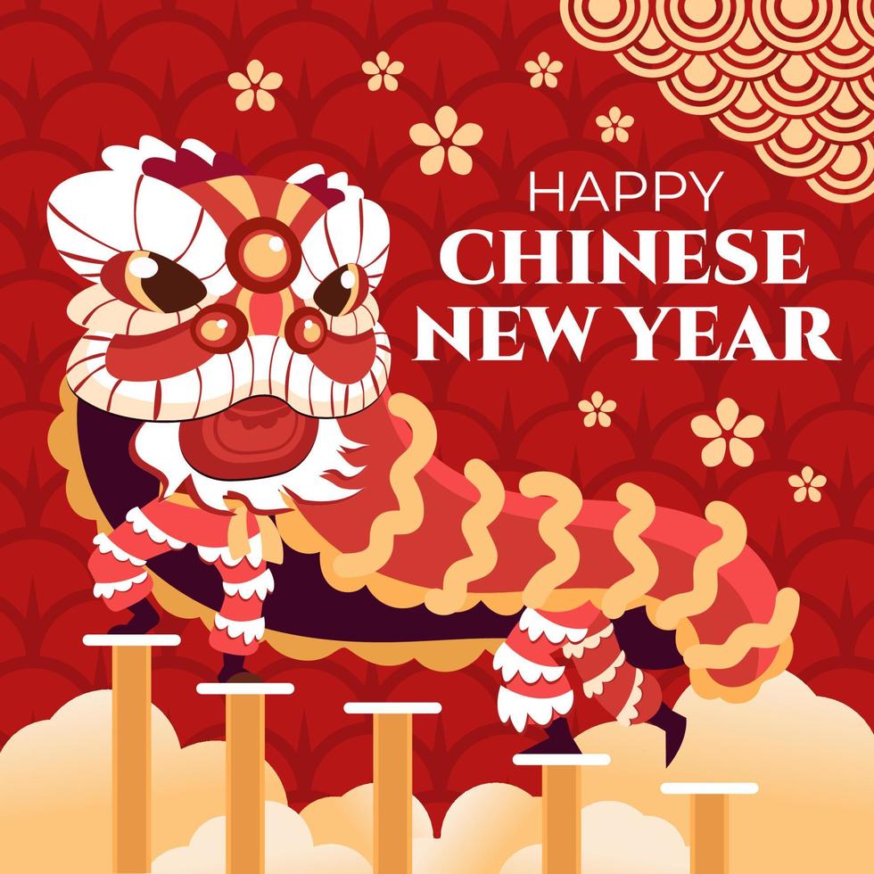Lion Dance on High Poles vector