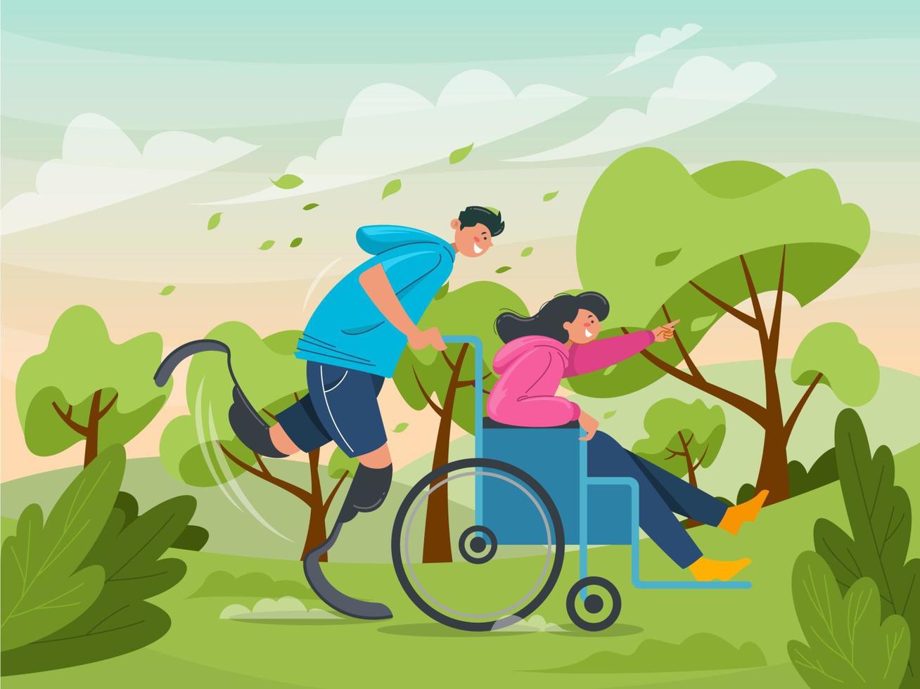 Friendship of Couple with Disabilities vector