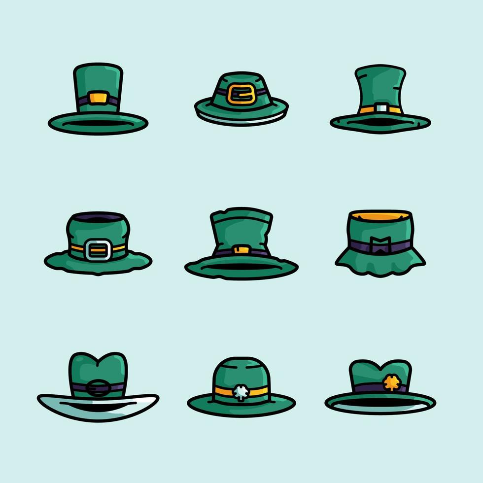 S t. colección de iconos de sombrero de patricio vector