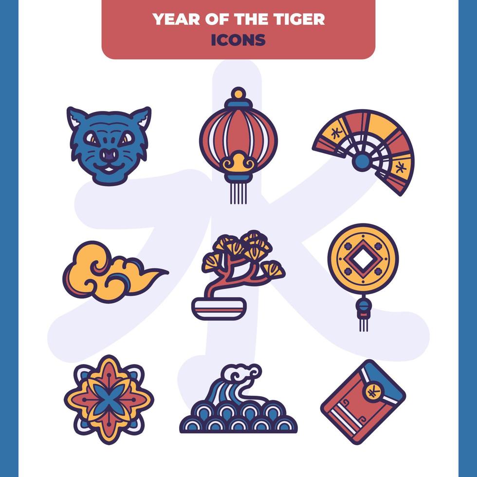 Year of The Tiger Icon Collection vector