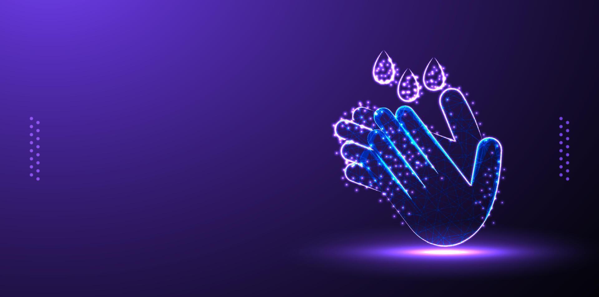 hand washing, hand sanitizer low poly wireframe vector illustration