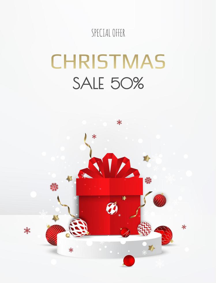 Merry Christmas sale banner template. Greeting card, banner, poster, header for website vector