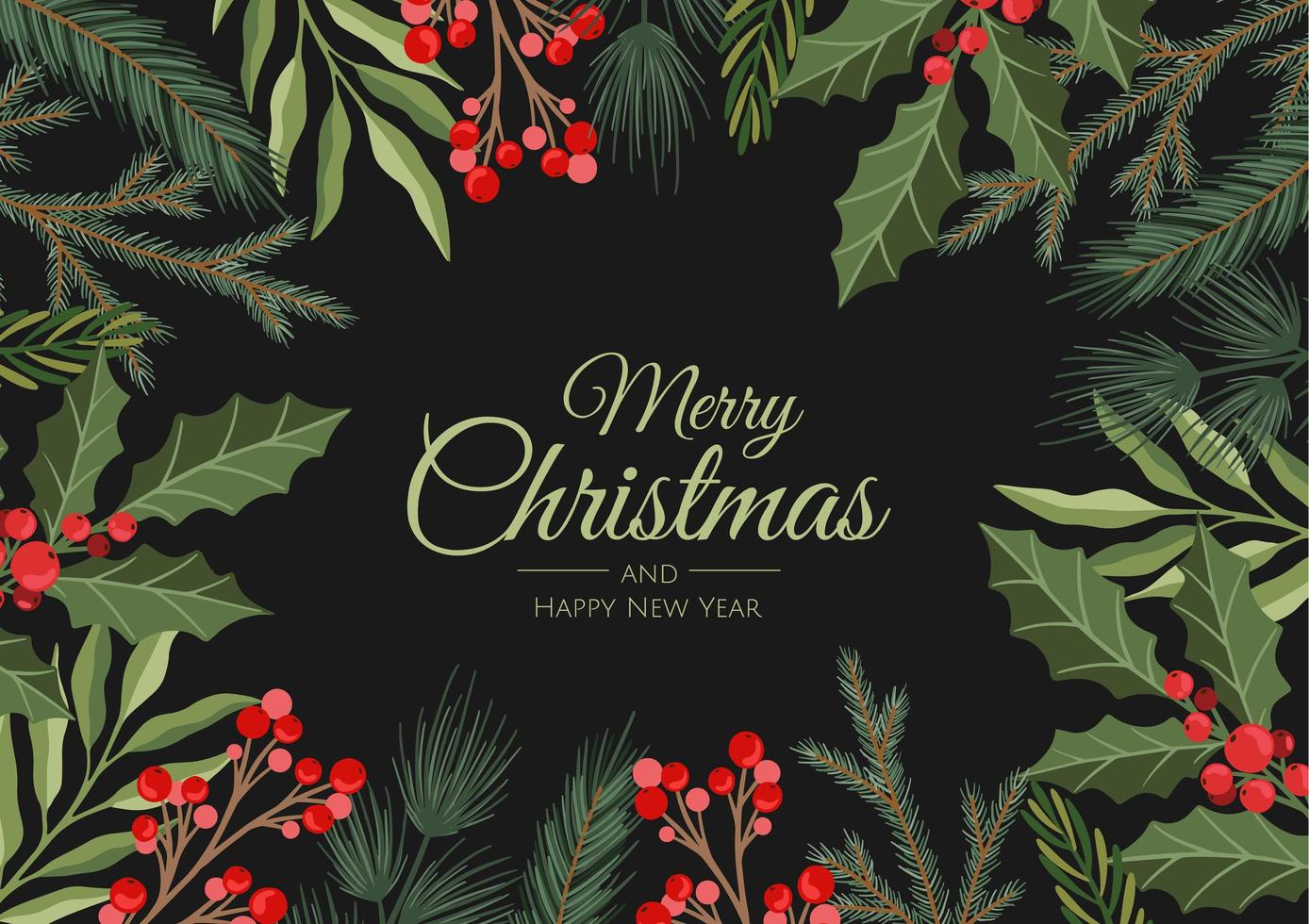 Winter holiday background. Border with Christmas tree branches and decorations. Great for New Year cards, banners, headers, party posters. vector