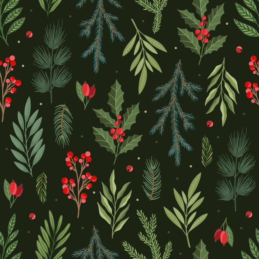 Christmas and New Year seamless pattern, vector xmas background