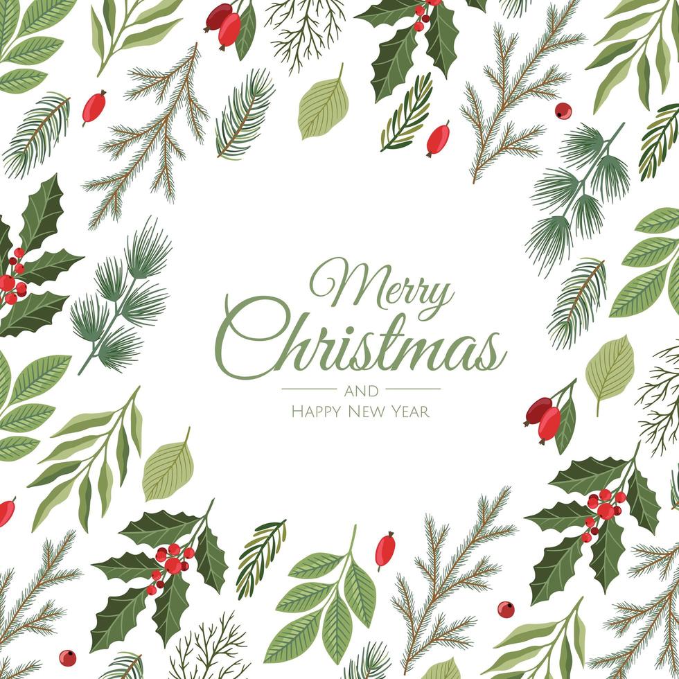 Winter holiday background. Border with Christmas tree branches and decorations. Great for New Year cards, banners, headers, party posters. vector
