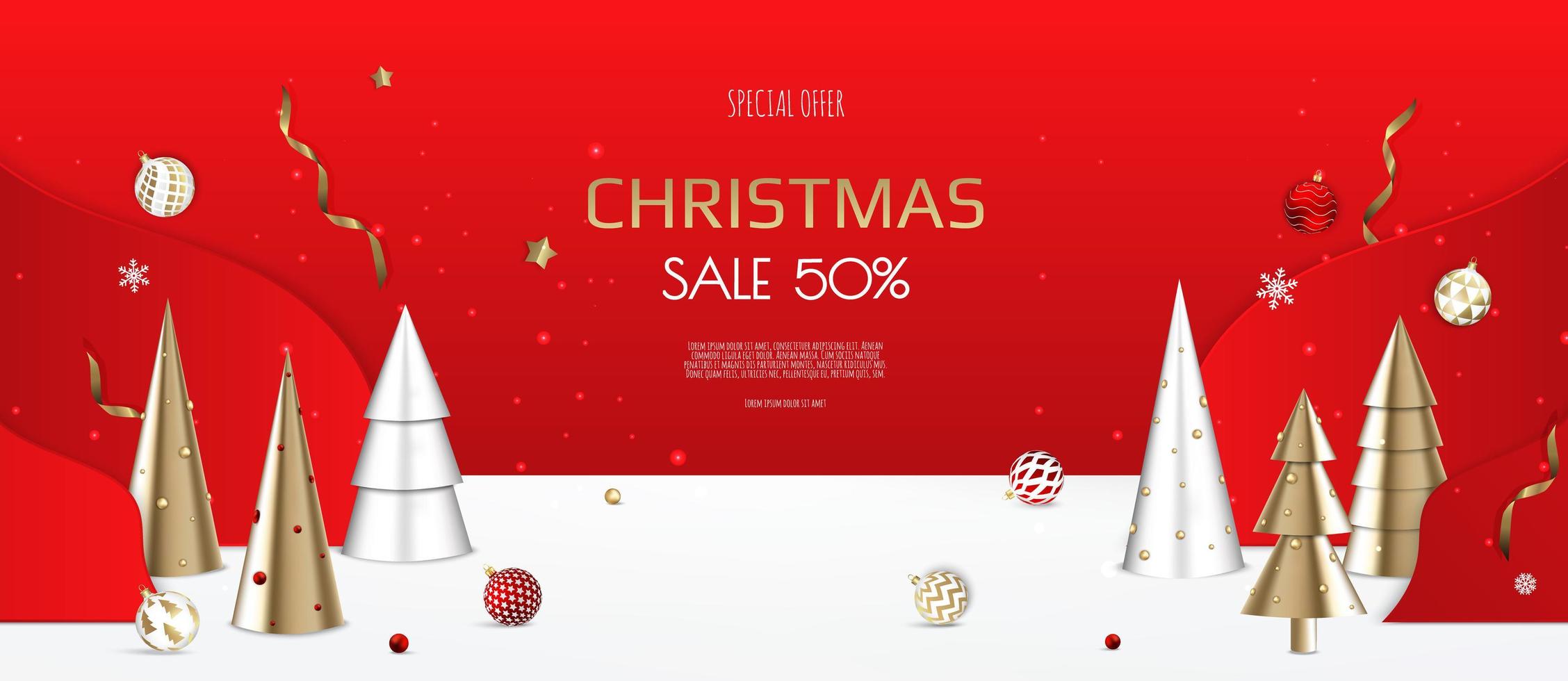 Merry Christmas sale banner template. Greeting card, banner, poster, header for website vector