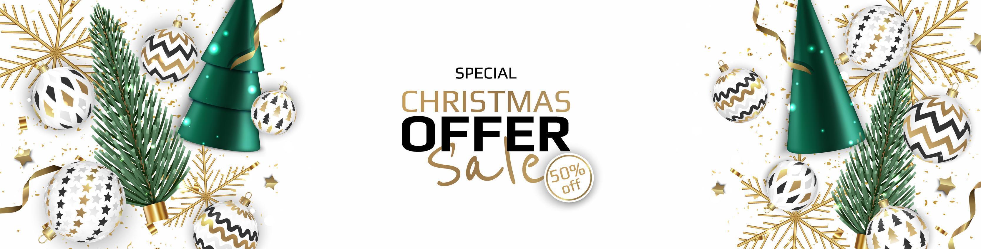 Merry Christmas sale banner template. Greeting card, banner, poster, header for website vector