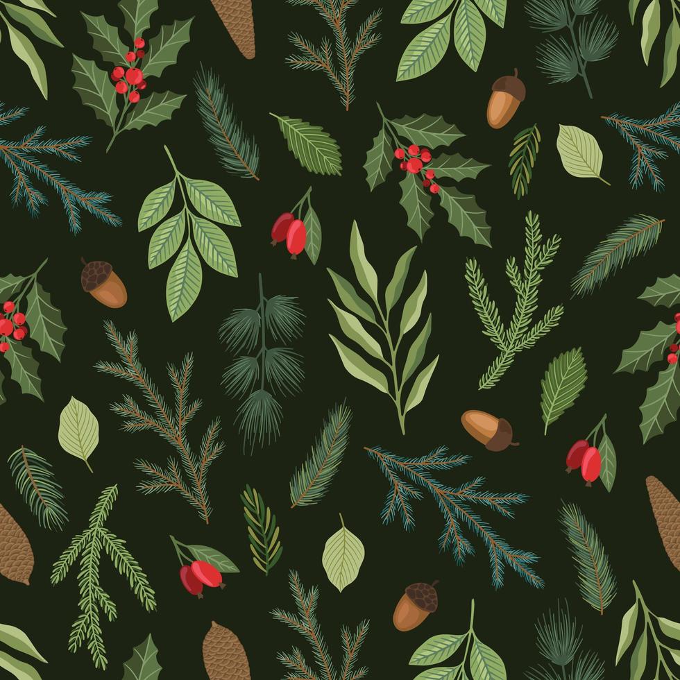 Christmas and Happy New Year seamless pattern with Christmas decorations. Vector design template.