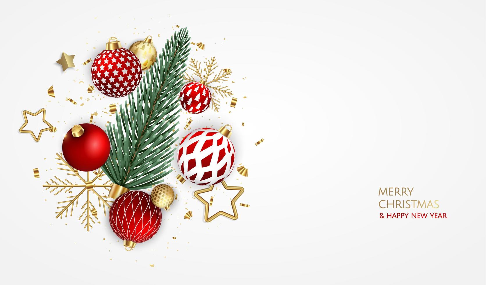 Merry christmas greeting card with christmas tree decoration vector