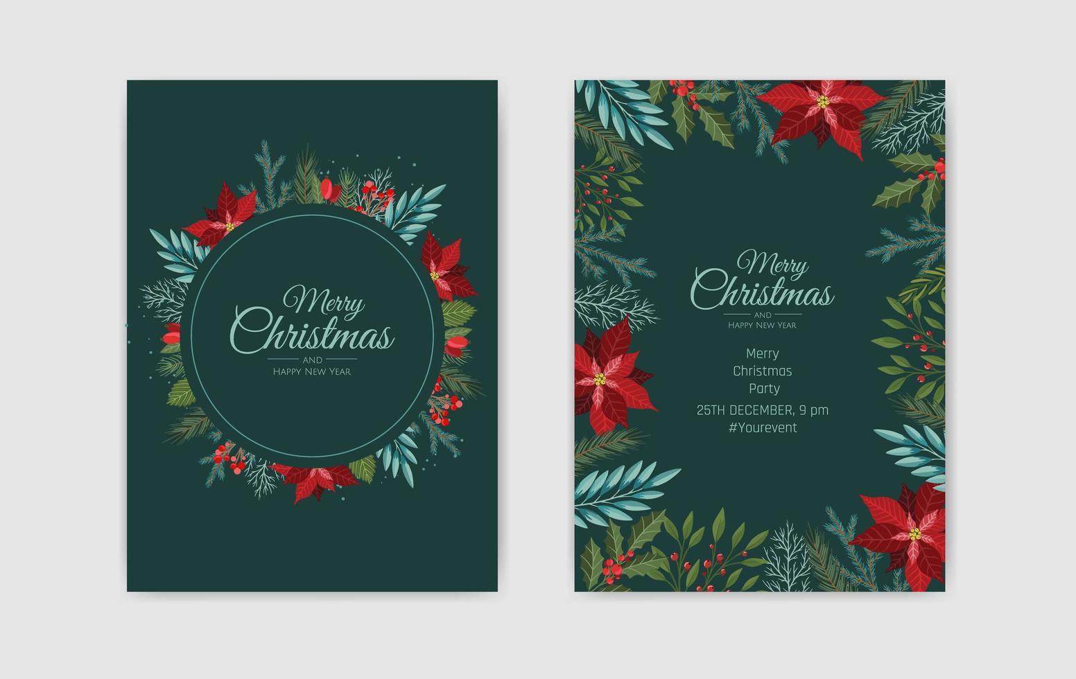 Merry Christmas greeting card with new years tree. Hand drawn design vector illustration.