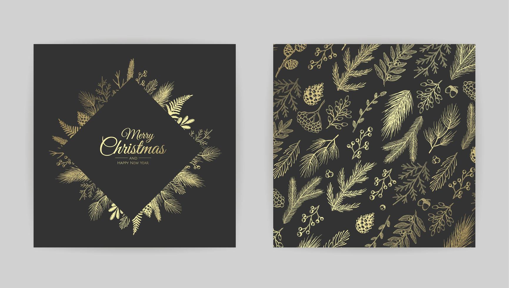 Vector Christmas Cards Set. Holiday Party Card Templates Design