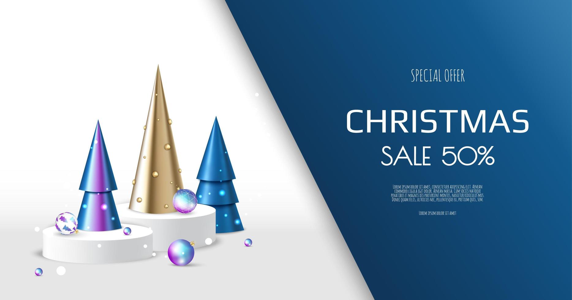 Merry Christmas sale banner template. Greeting card, banner, poster, header for website vector