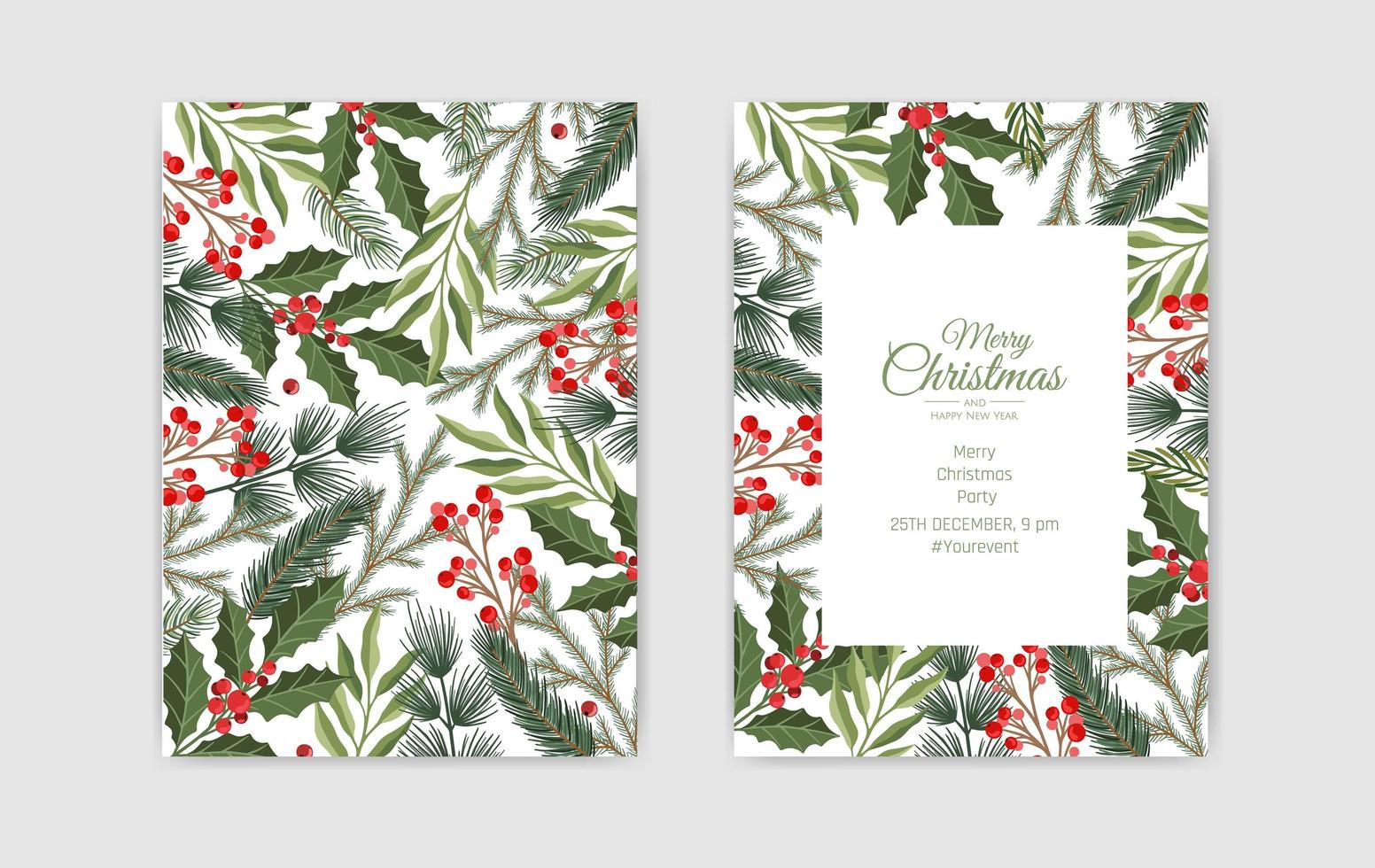 Vector Christmas Cards Set. Holiday Party Card Templates Design